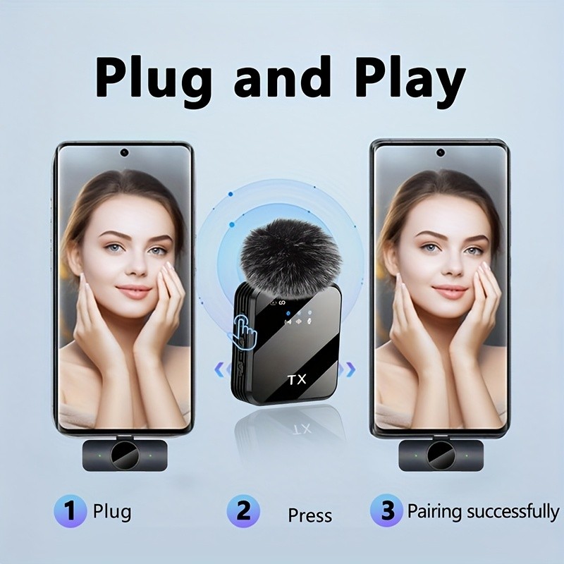 3 in 1 Mini Microphone for iPhone/Android/Camera Wireless Lavalier Microphone