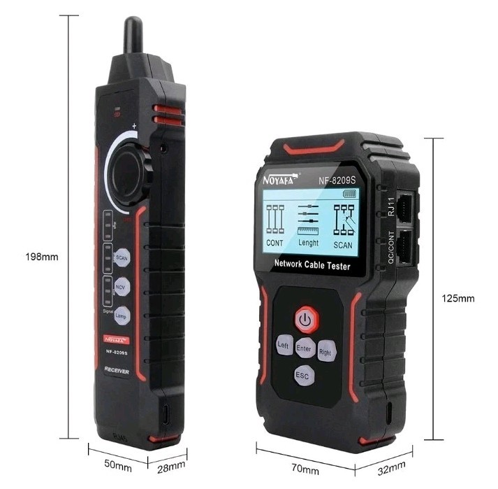 NF-8209S Network Cable Tester Digital POE Voltage Wire Tracker Measure Length