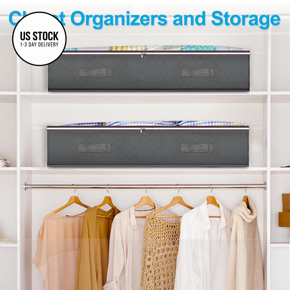 Budding Joy 60L Under Bed Storage Containers, Bins 4 Pack, Grey