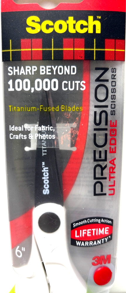 3M Scotch Precision Ultra Edge 6″ Scissors – 3‑count