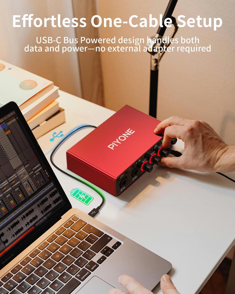 Audio Interface, 2X2 24-bit/192kHz Interface for High-Fidelity, Studio Quality