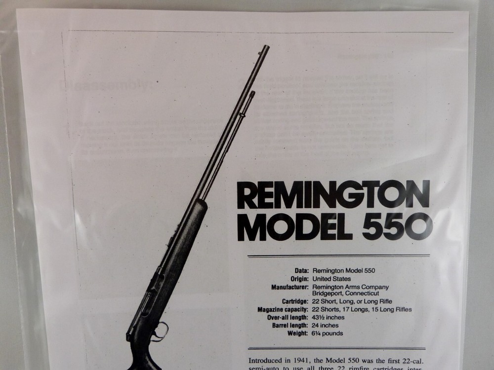 REMINGTON MODEL 550 RIFLE BREAK DOWN INSTRUCTION KIT