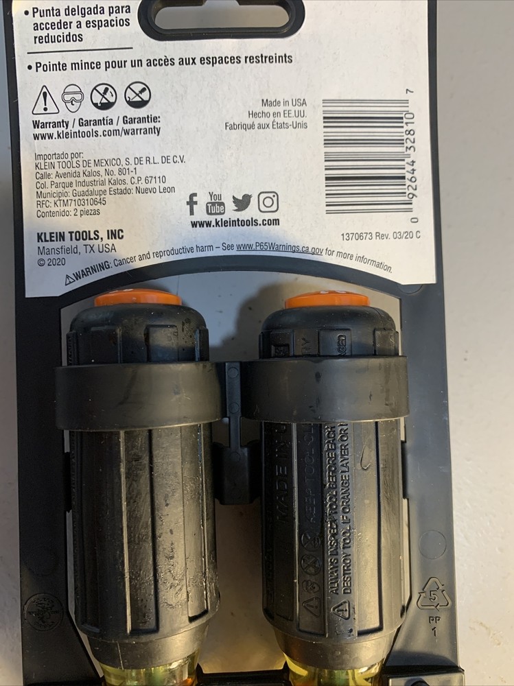 Klein Tools 33732INS Slim-Tip Insulated Screwdriver Set 2-Piece