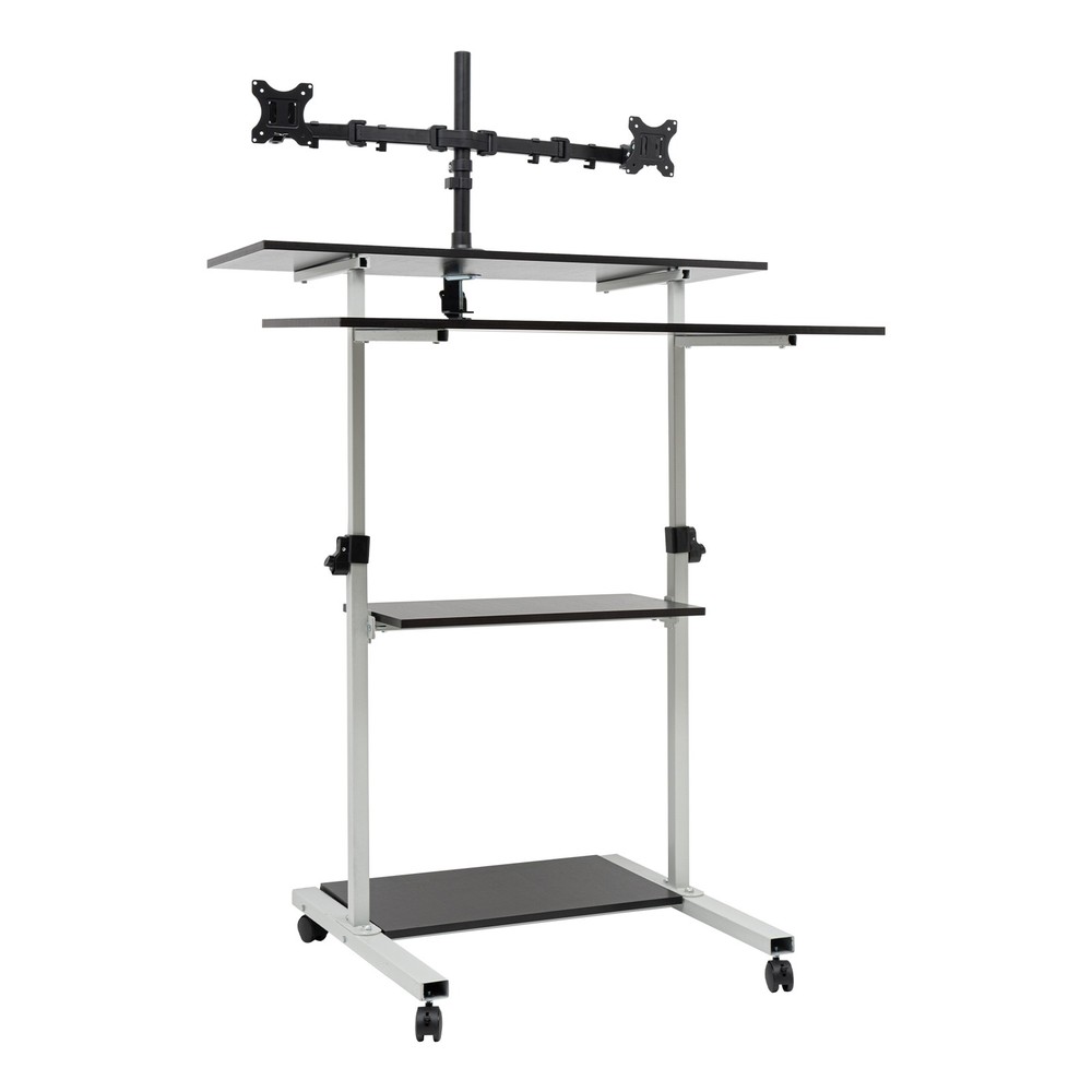 Mobile Standing Desk Adjustable Computer Desk Rolling Laptop Cart Tall Table