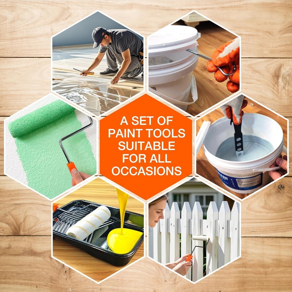 King Origin 18 Pcs Paint Roller Kit - 9" & 4" Paint Roller Covers, Paint Tray wi