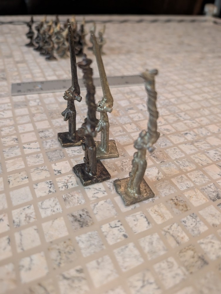 Very Unique Vietnamese Bronze Chess set Old Vintage complete set
