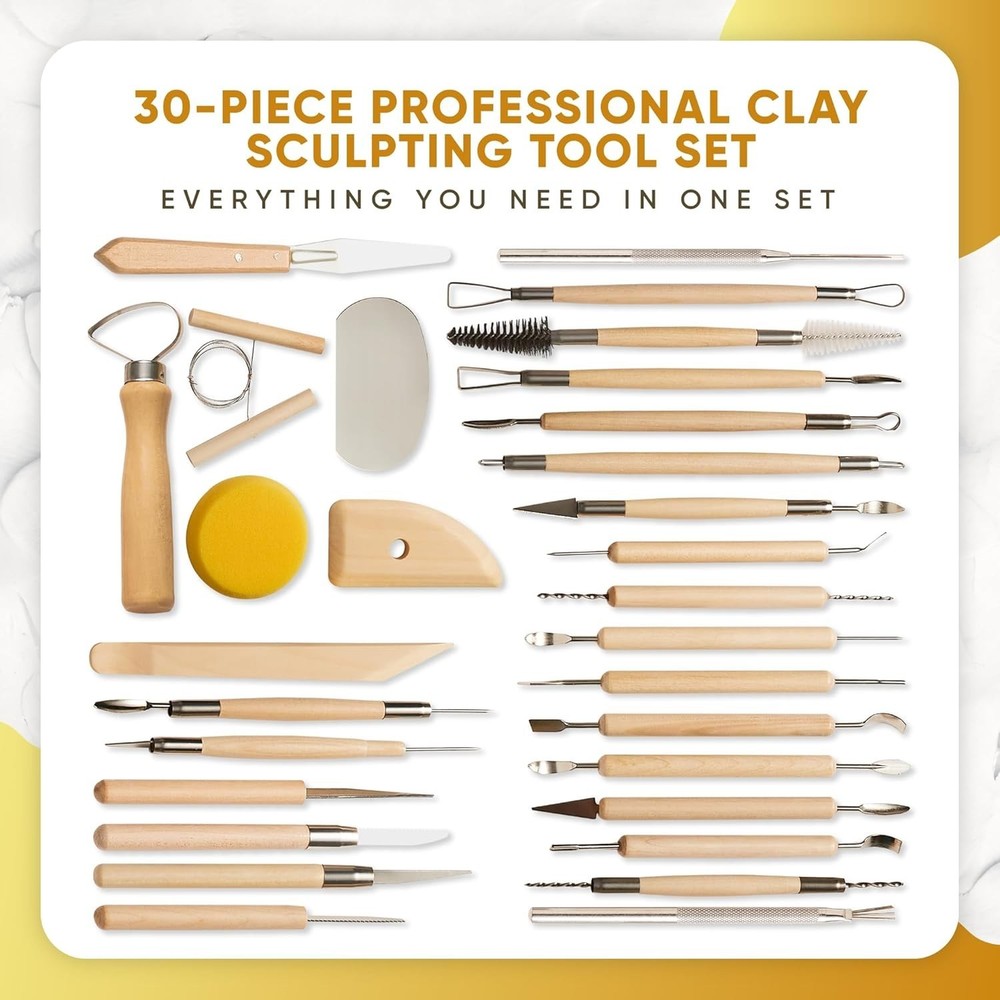 Clay Tool Kit, 30 Pcs Ceramics Clay Sculpting Tools for Beginner & Professionals