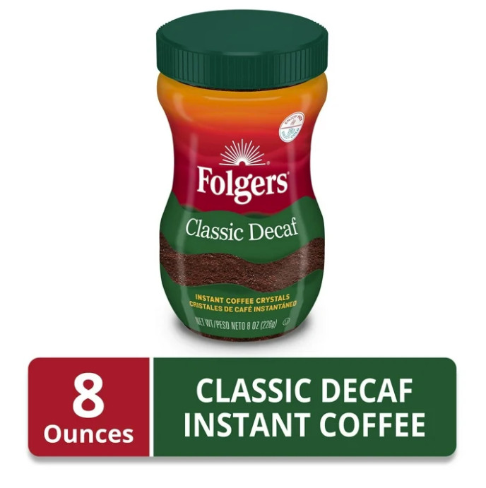 (6 pack) Folgers Classic Decaf Instant Coffee, 8 oz Jar