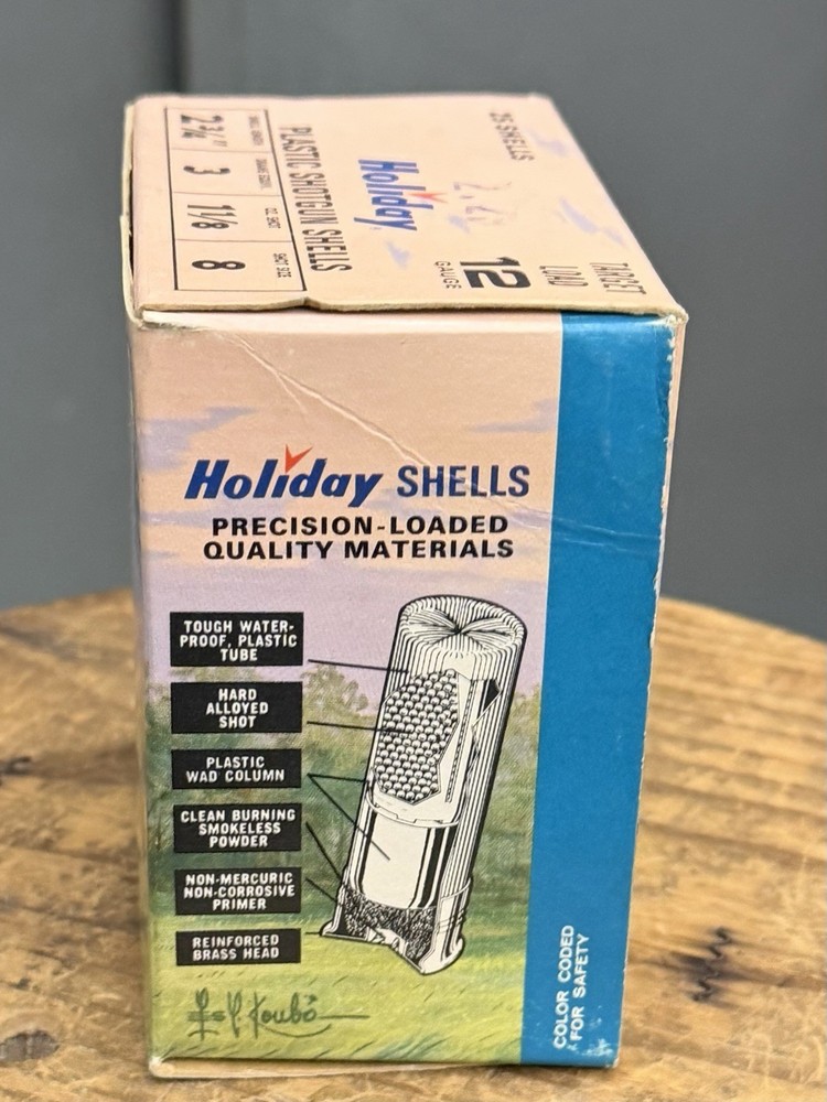 VINTAGE HOLIDAY 12 GAUGE TARGET LOAD SHOTGUN SHELL BOX (EMPTY)