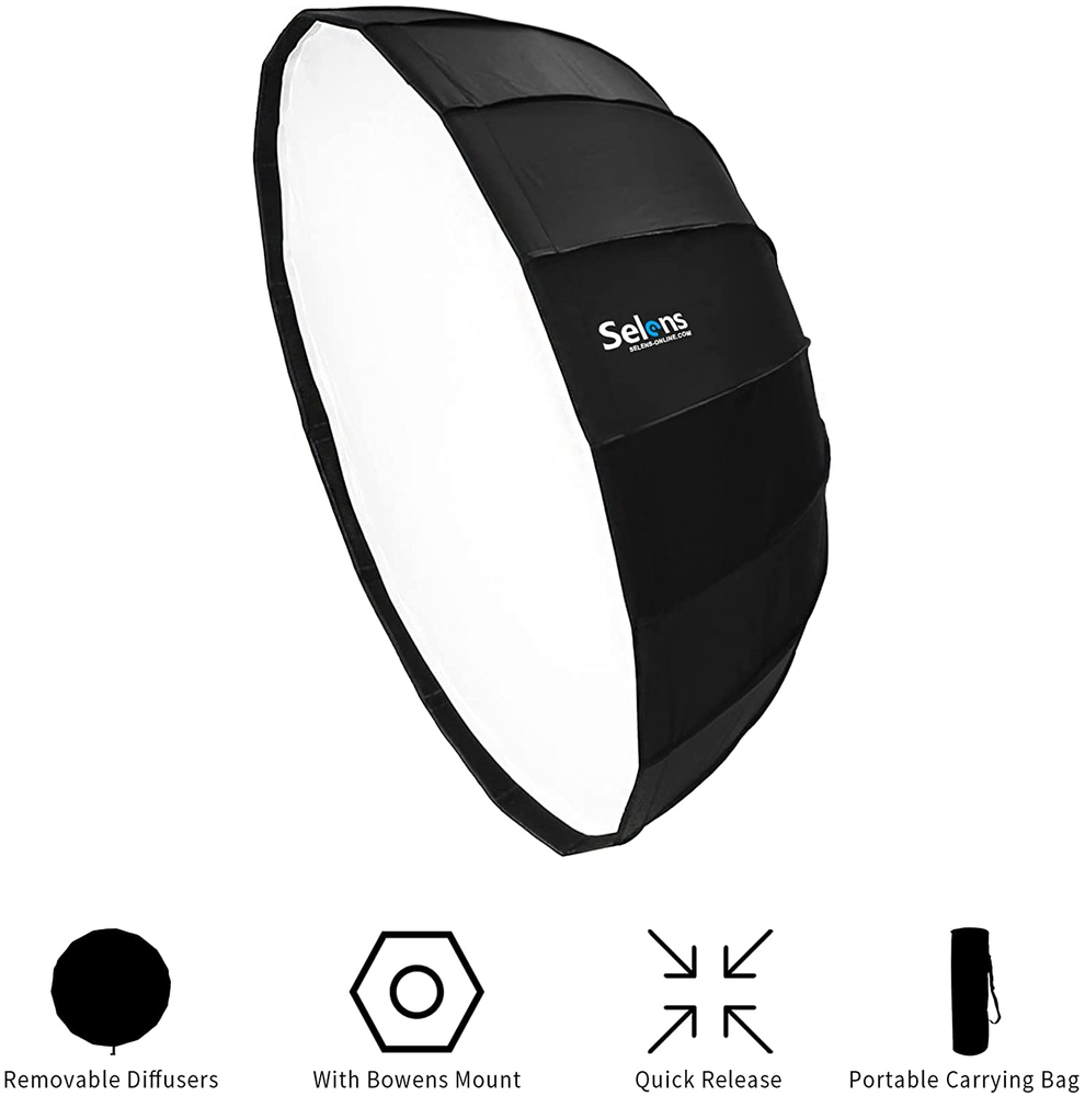 26"/65Cm Umbrella Hexadecagon Softbox with Bowens Mount and Removable Diffusers,