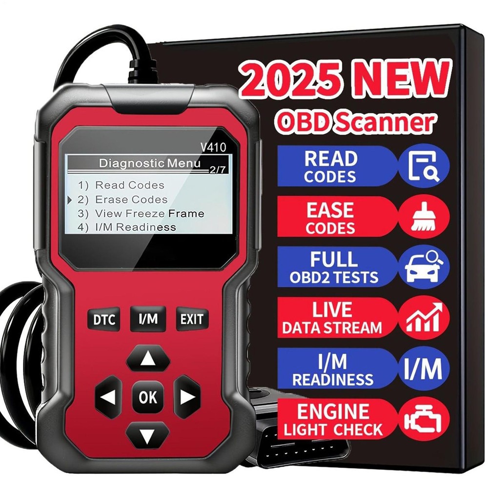 OBD Scanner - Car Code Reader Diagnostic Tool For Check Engine Light, Fault Code