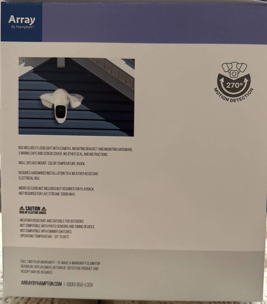 Array by Hampton - Outdoor Wired 1080p Smart Security Light with Camera HM1007W