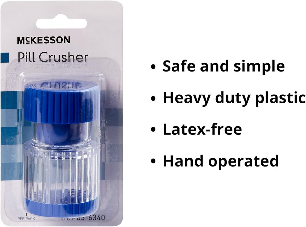 Hand-Operated Plastic Pill Crusher with Storage Compartment, Clear