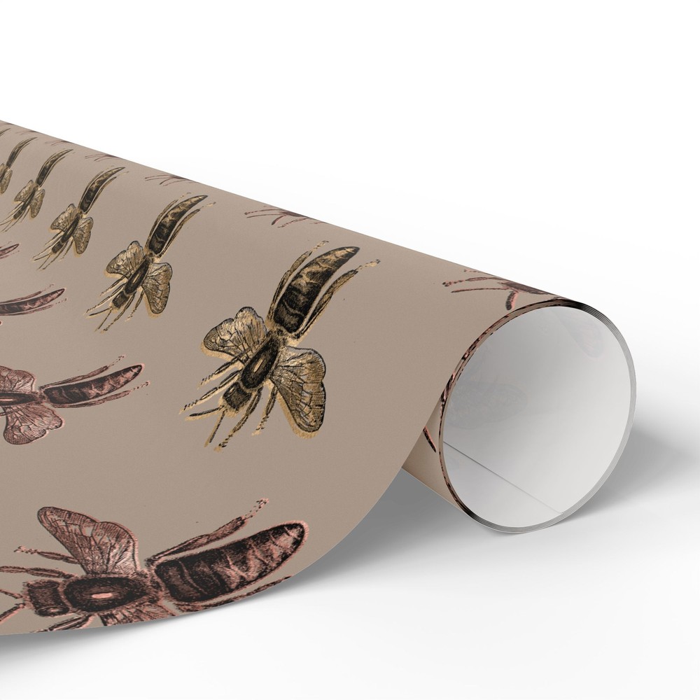 Tan With Black Bee Pattern Wrapping Papers
