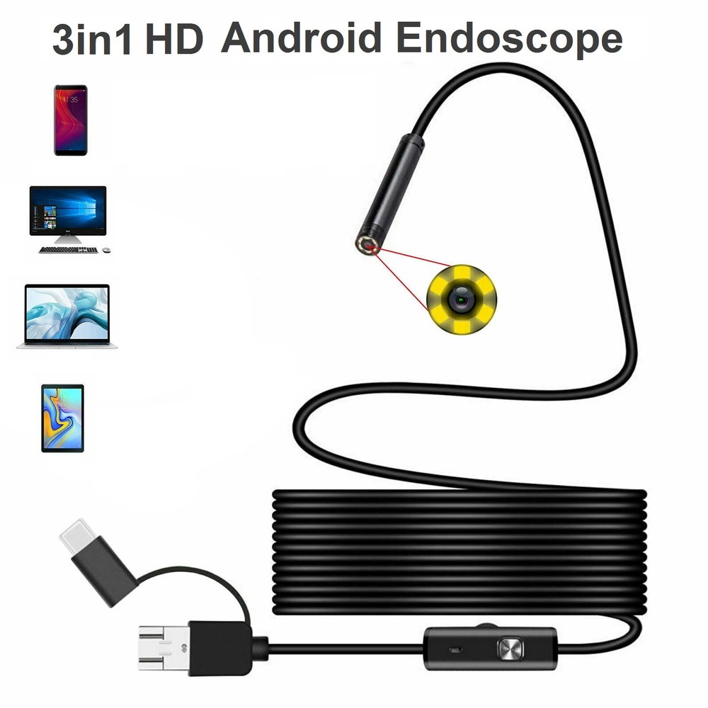 USB Endoscope Borescope Waterproof Camera For Mac Android Phones Windows PC HD