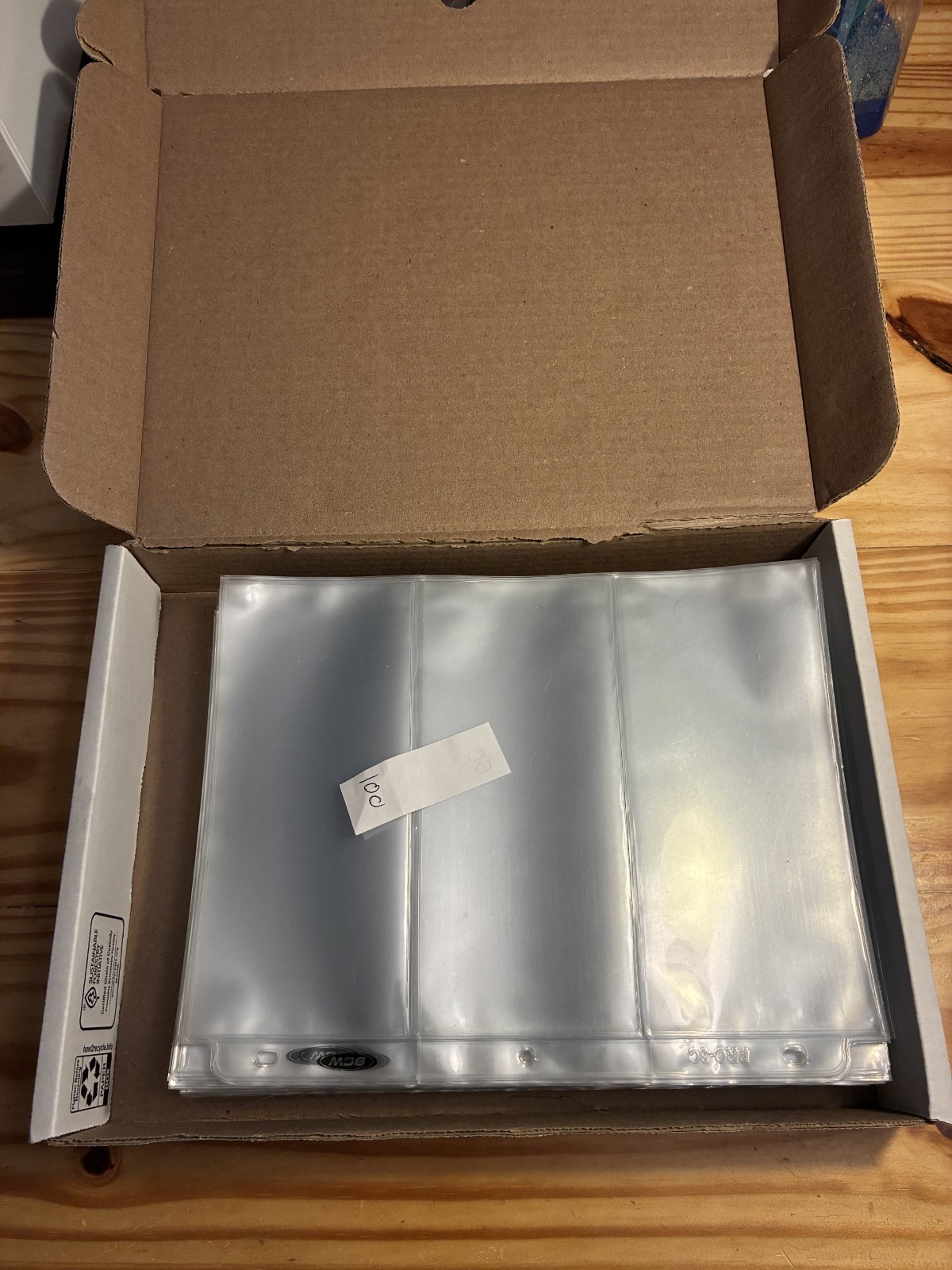 Used 100ct BCW 3 pocket pages for currency 3 Ring binders