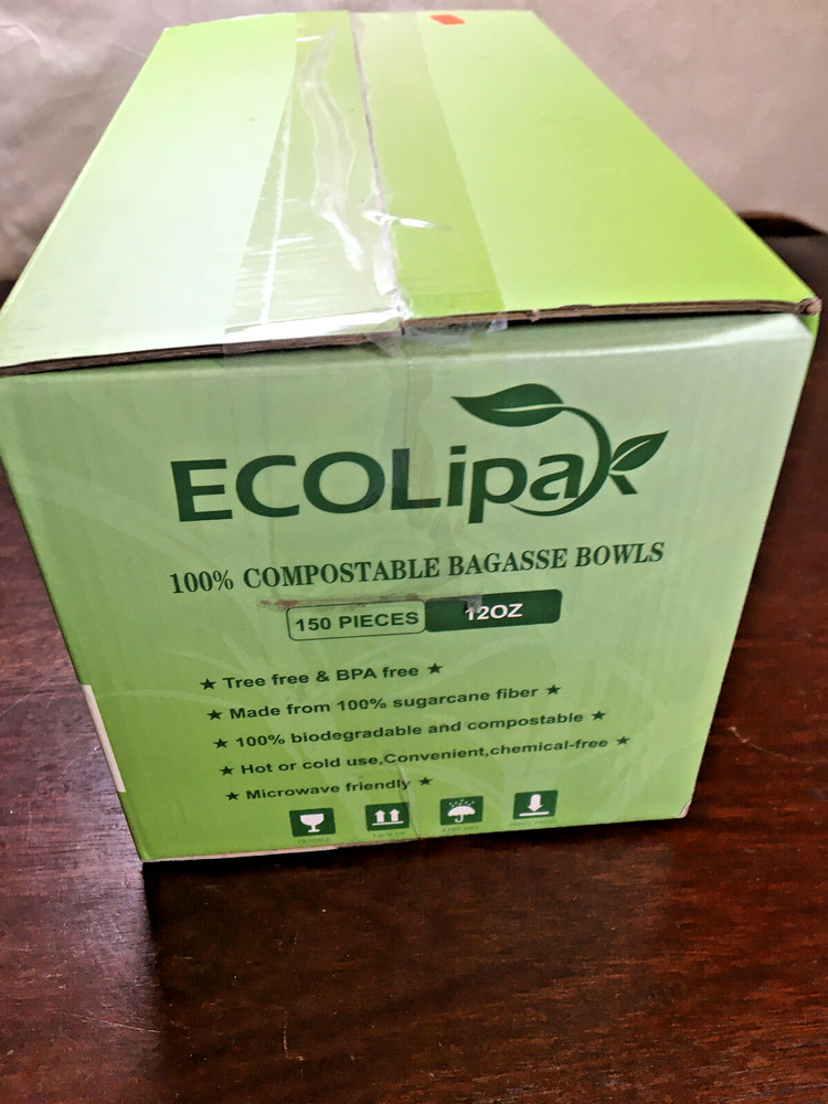 ECOlipa, 150, 12 oz Compostable Bowls, New Box