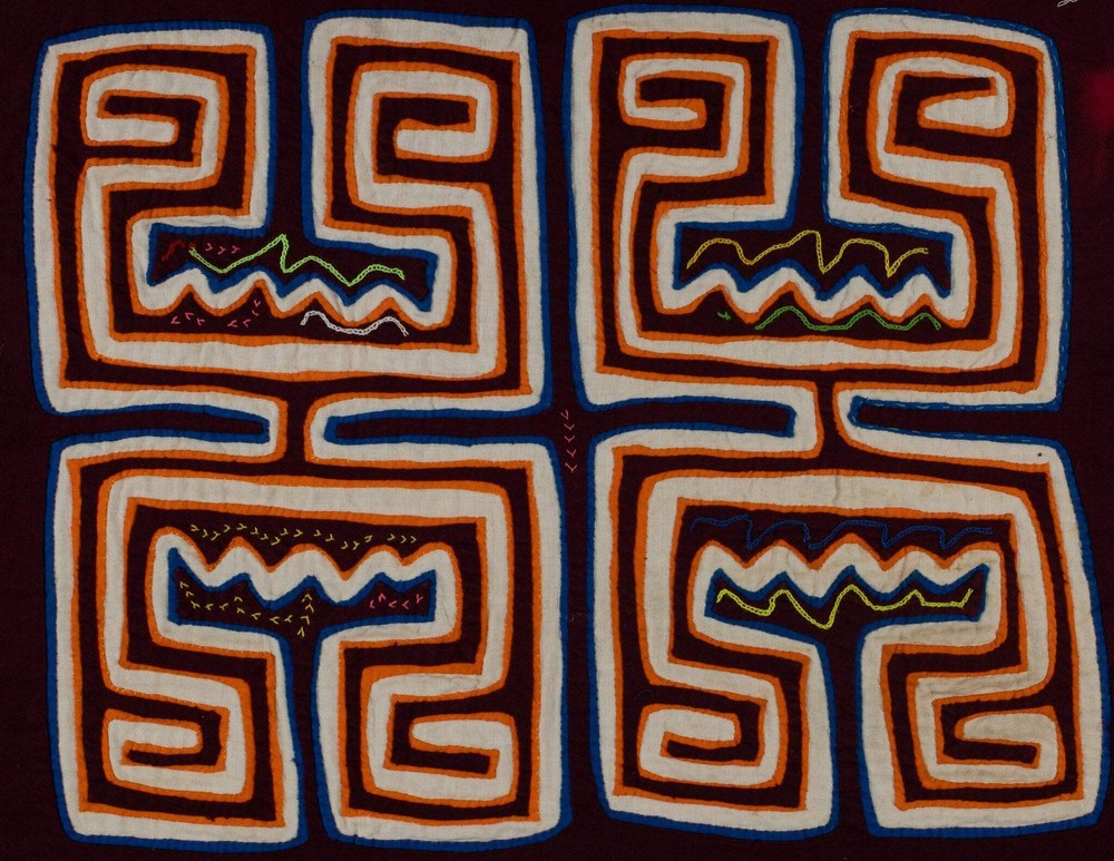 Maroon Orange And White Optical Illusion Mola