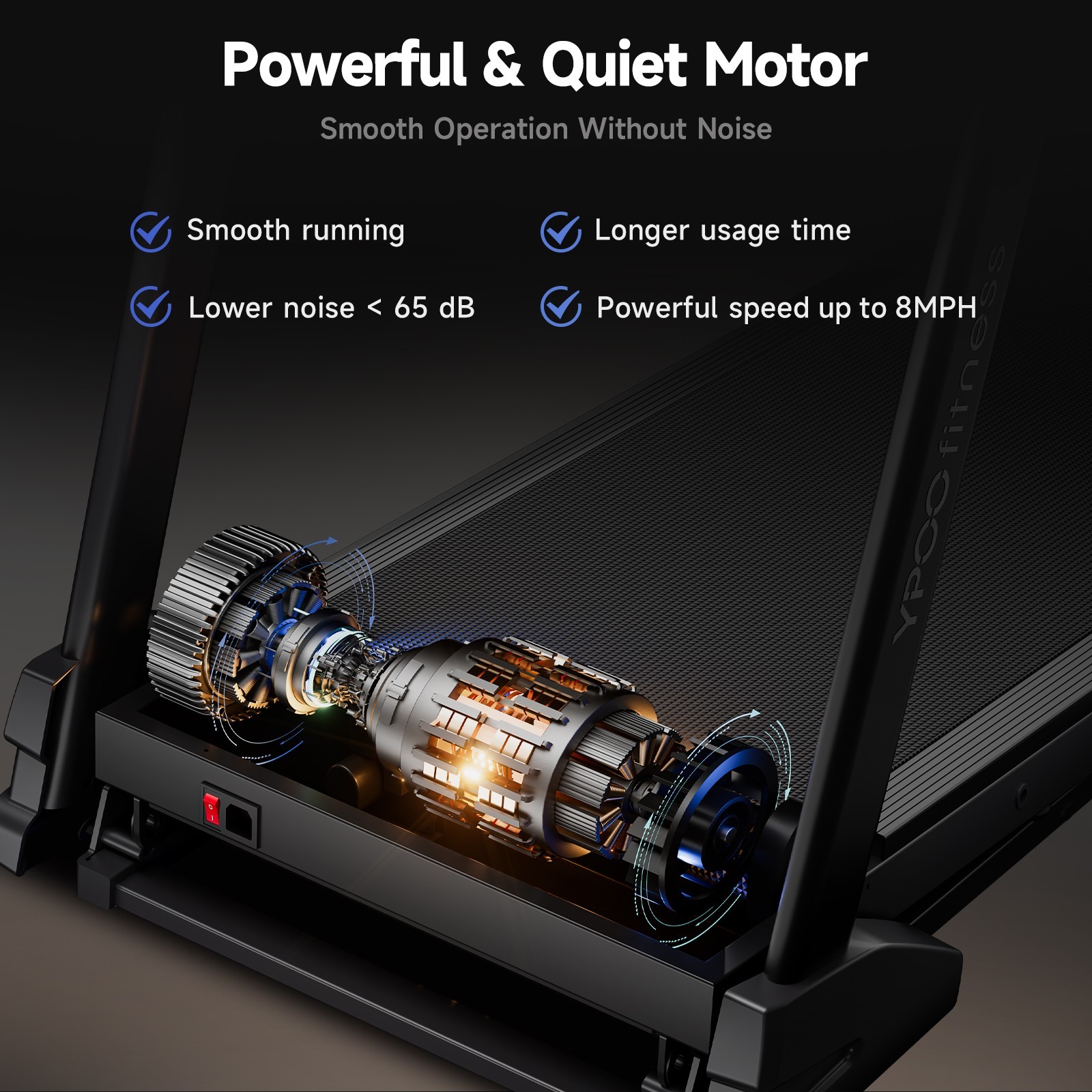 YPOO Treadmill with 0-15% Auto Foldable Treadmill for Home 8.0 MPH Treadmill