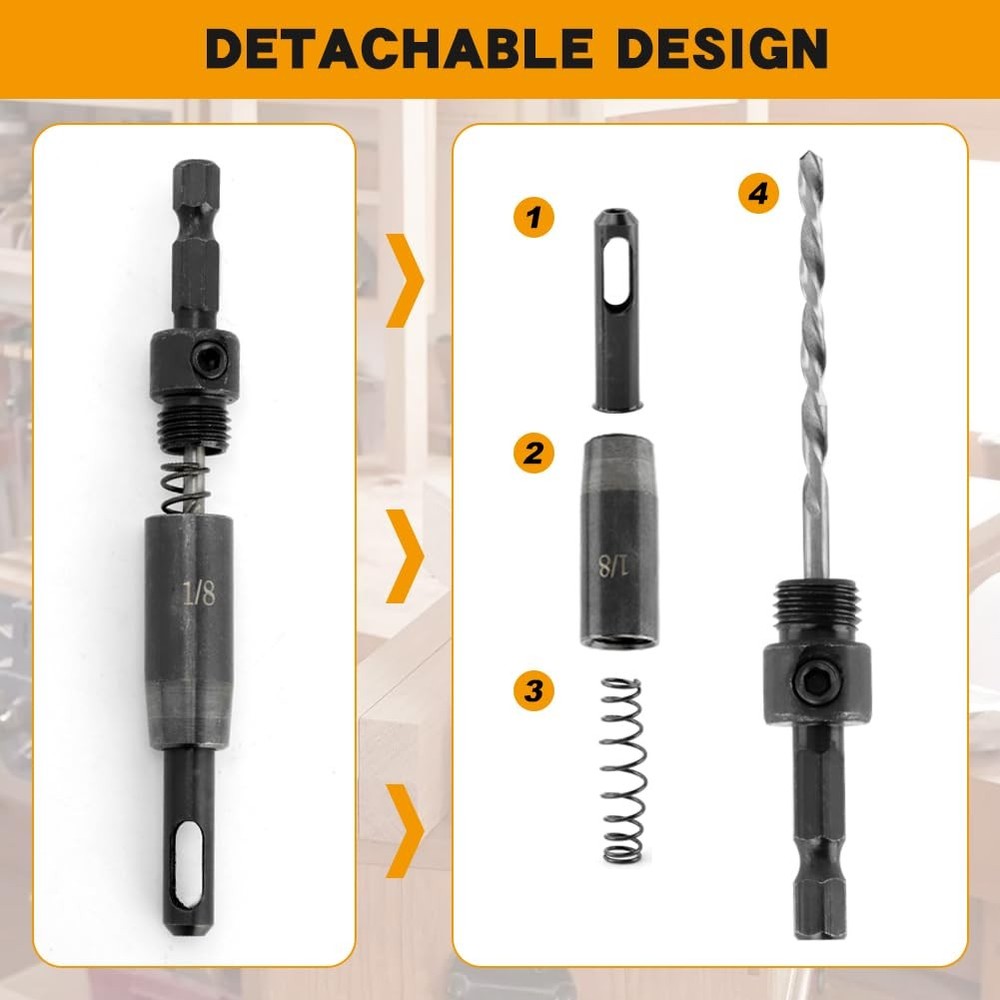 6 Pcs Self Centering Drill Bit Set, 1/4" Hex Shank Hinge Drill Bit Set 3/32",...