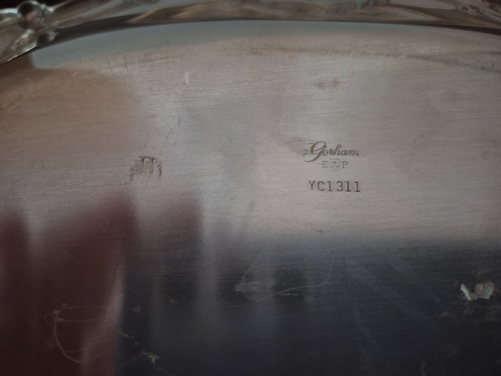 Vintage Gorham E silver plated YC1311 Chantilly Duchess`pattern bread tray