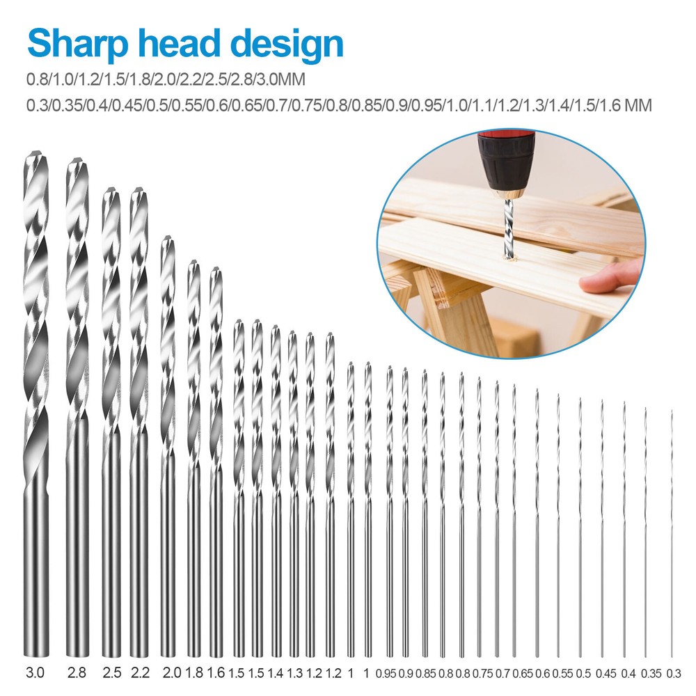 31PCS Precision Pin Vise Hobby Micro Drill Bits Mini Micro Hand Rotary Tools Set