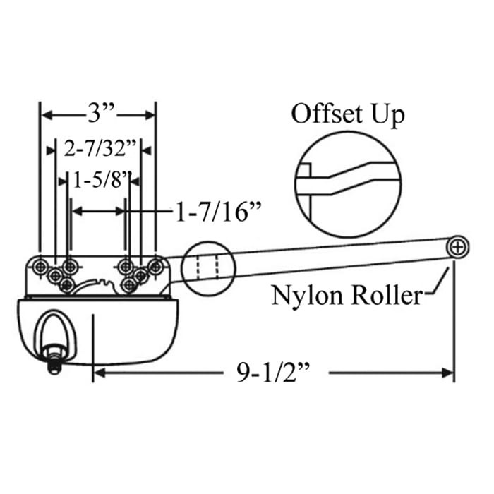 Truth 9-1/2 Single Arm Operator, Offset Arm - White, Right Hand