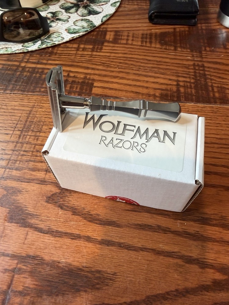 Wolfman WR2 .95 Solid Bar Double Edge Razor, Brushed Matte Finish, Darwin Handle