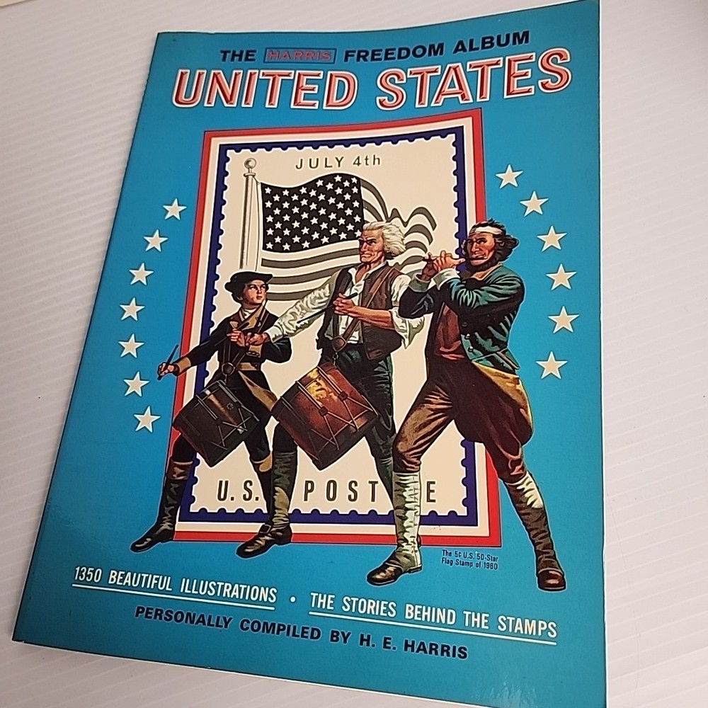 Harris Pioneer World Wide Postage Stamp Album 1977 180+ Stamps Collection & USA