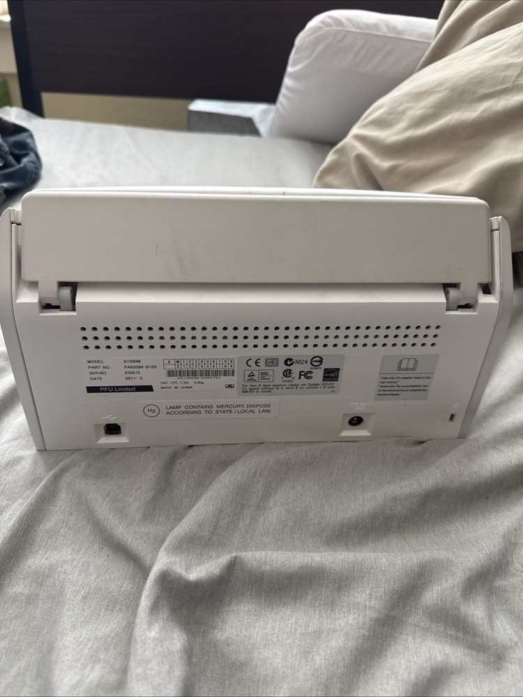 Fujitsu ScanScan S1500M Document Scanner — White — Worn Document Rollers — Parts