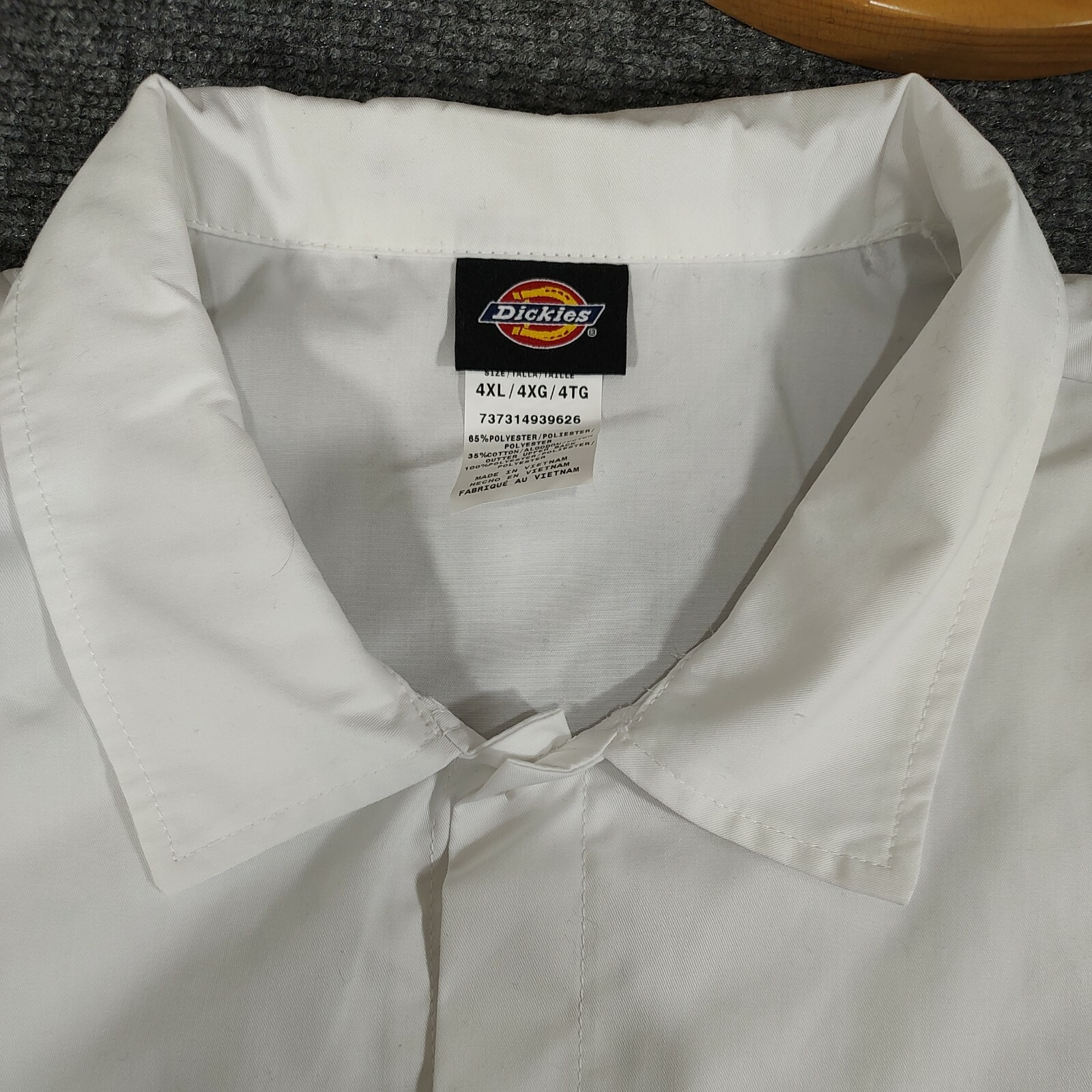 Dickies Cook Shirt Men's 4XL White Short Sleeve Chef Shirt