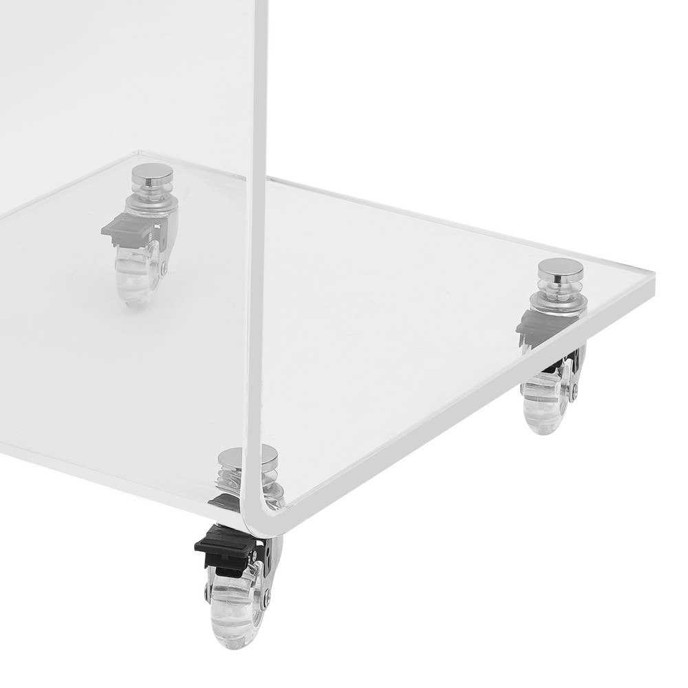 35*35*56cm C-Shaped Side Table, Acrylic End Table, Couch Side Table With Wheels