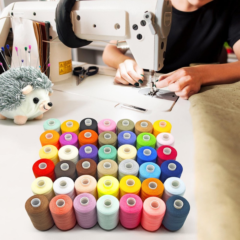 42 Spools All Purpose Sewing Thread 1000 Yards, Bobbin Polyester Thread for S...