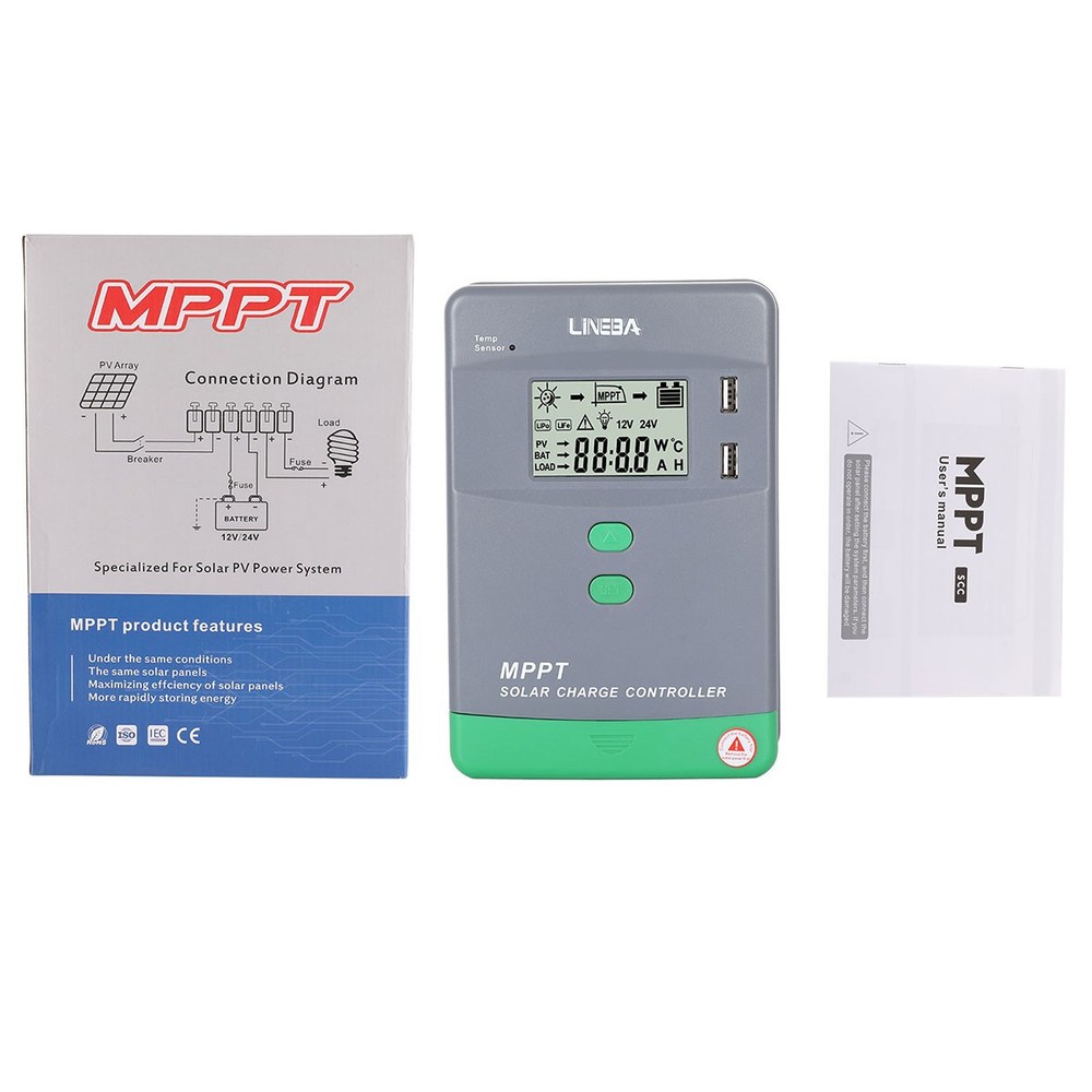 30A MPPT Solar Panel Charge Controller 12V/24V Auto LCD Display Battery Regulato