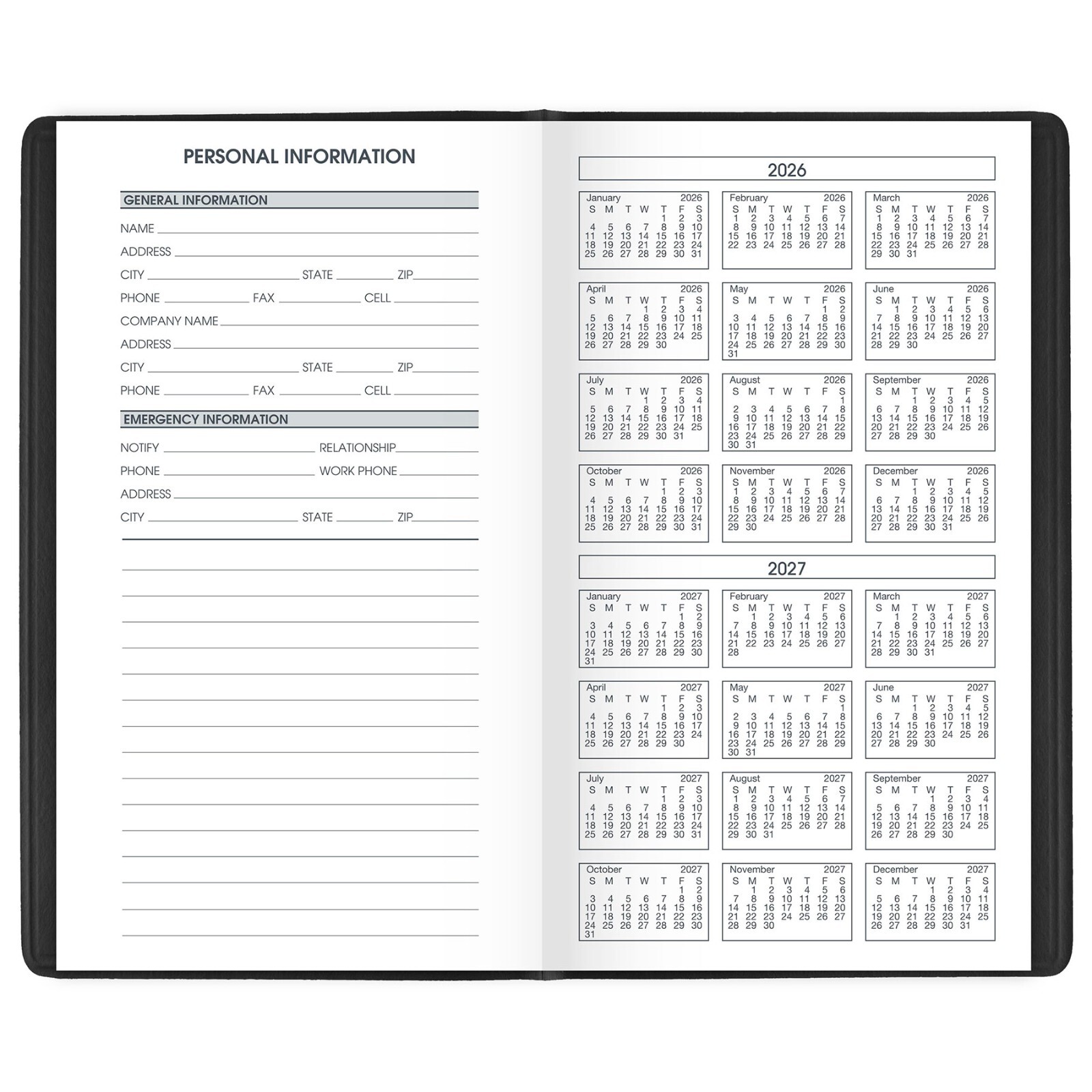 2026 & 2027 At-A-Glance 70-024-05 Two Year Monthly Planner, 3-1/2 x 6"