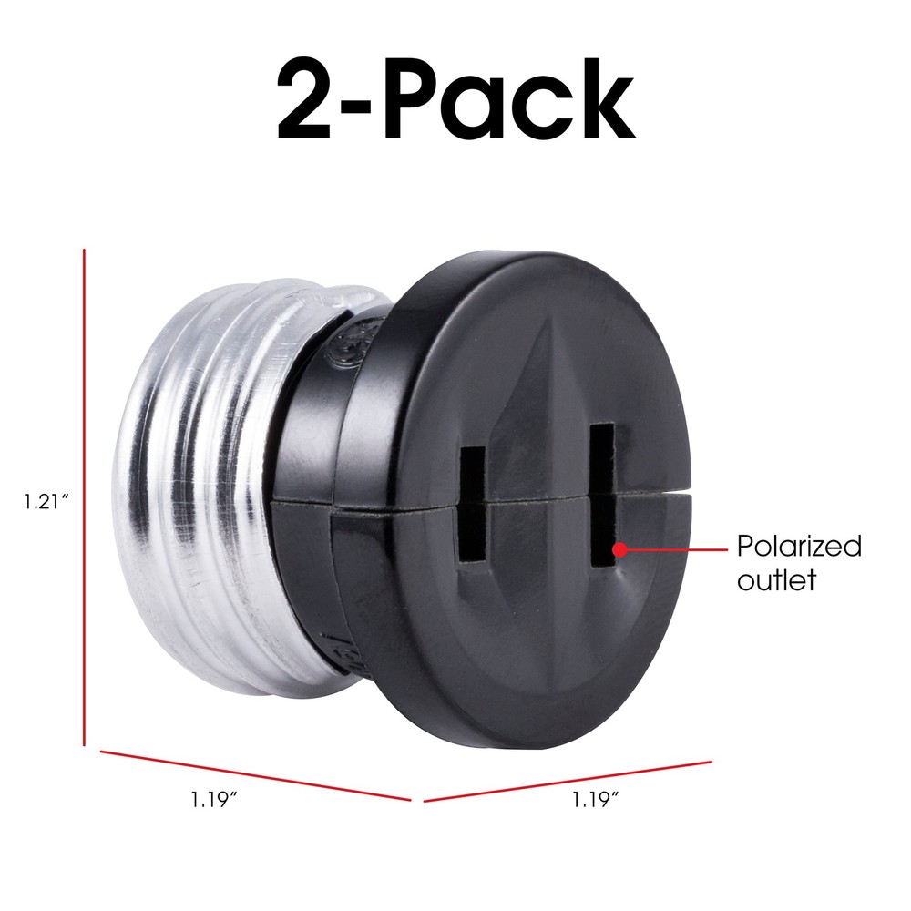 2PACK ADAPTOR CONVERTER STANDARD SCREW BASE LIGHT BULB SOCKET TO 110V AC PLUG