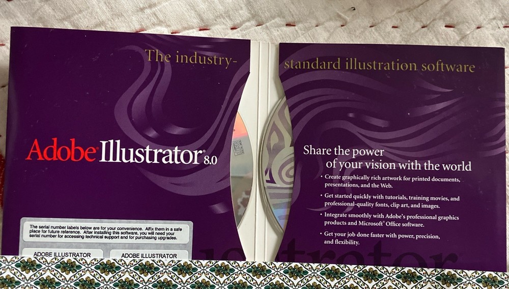 Adobe Illustrator Version 8.0 for Macintosh Software w/ Serial Number (2 CDs)