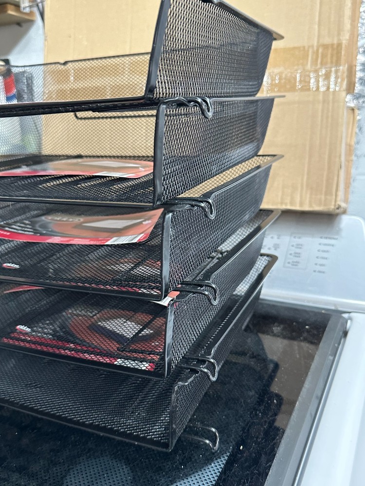 NOS 5-PACK lot Eldon Nestable Mesh Side load stacking Letter Tray ROL62555