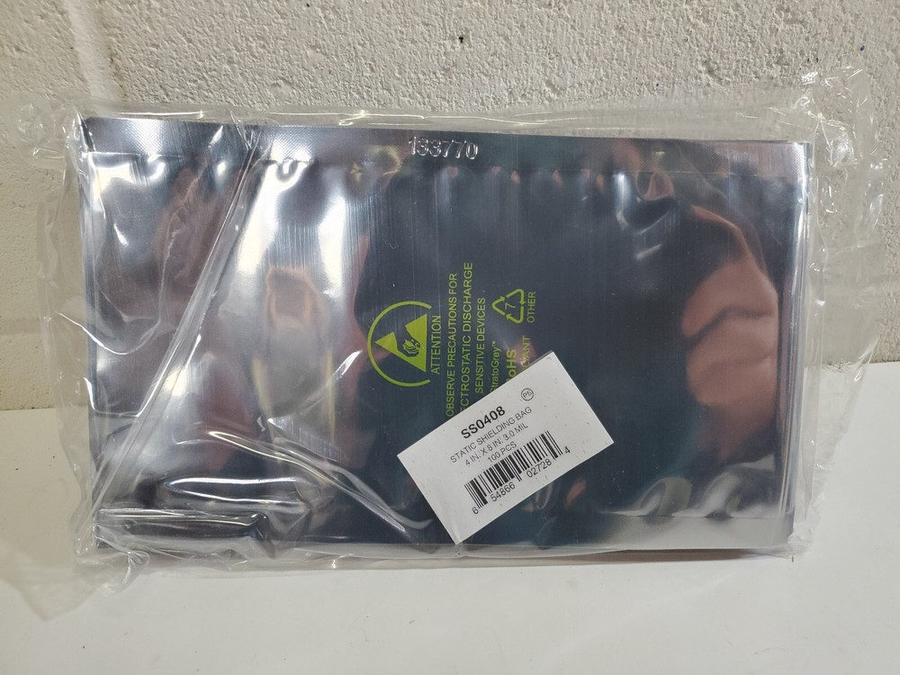 100/Pack STATIC SHIELDING BAG 4" x 8" Flat Open Top, Electrostatic ESD