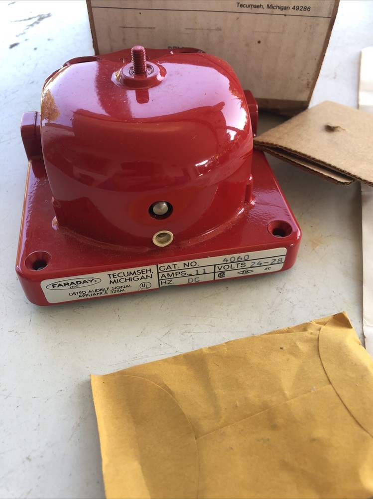 Vintage Faraday 3410 Basic Unit RED Bell 4" 6v .4 amps fire school NOS