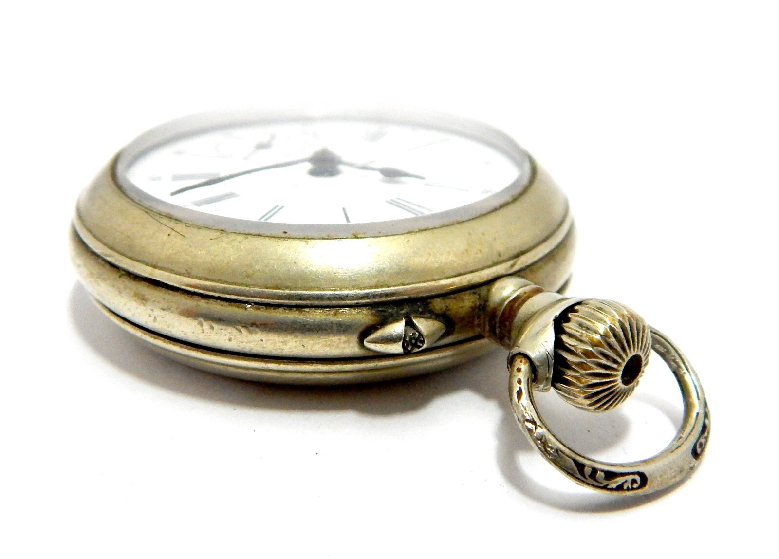 Pocket Watch Open Face Dial Porcelain Case Steel 50mm 1920c To Restore Parts