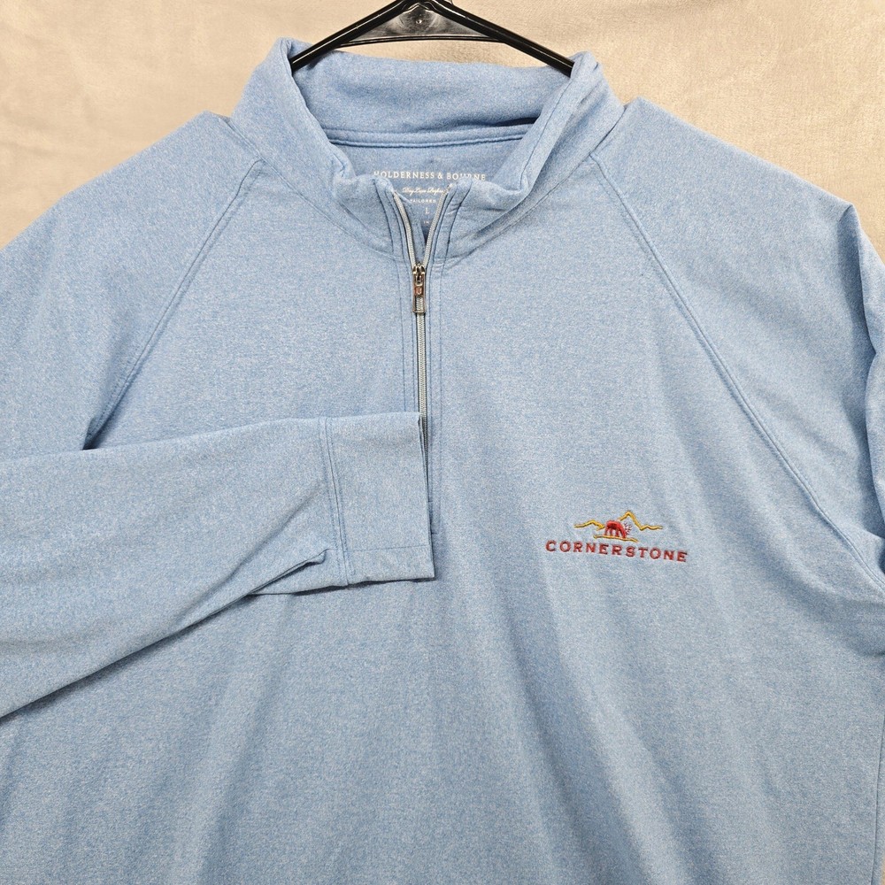 Holderness & Bourne Size Large Blue Quarter Zip Performance Pullover