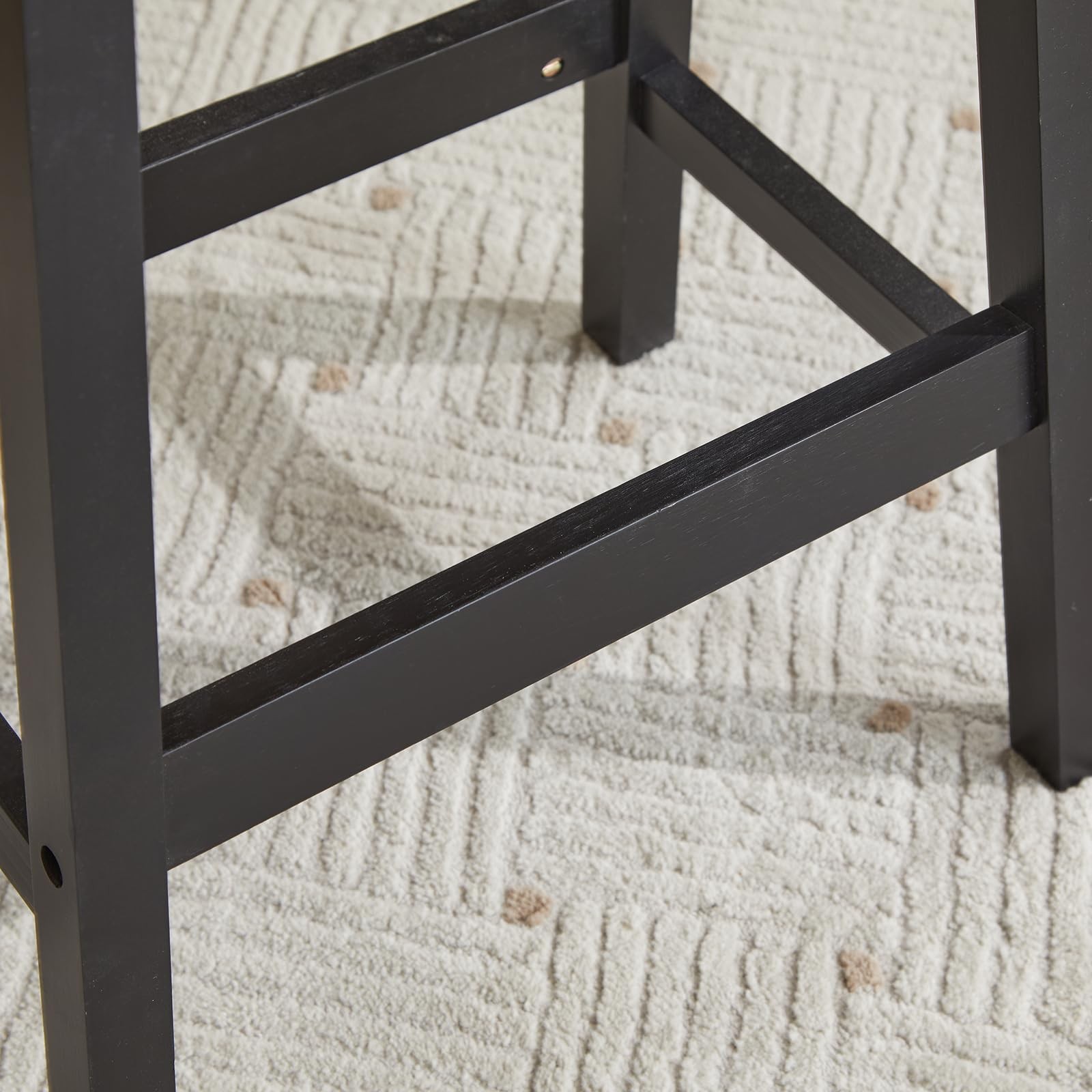 Counter Height Bar Stools Set of 2, Solid Wood Saddle-Seat, Stools for Kitchen