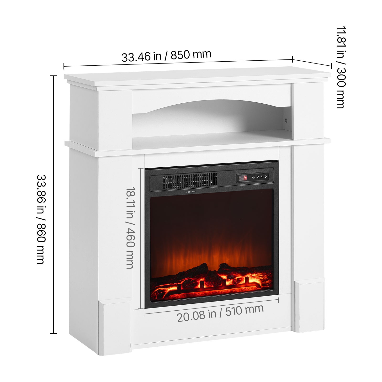 Uimoso 33-Inch Freestanding Electric Fireplace Heater with 1500W Mantel in White