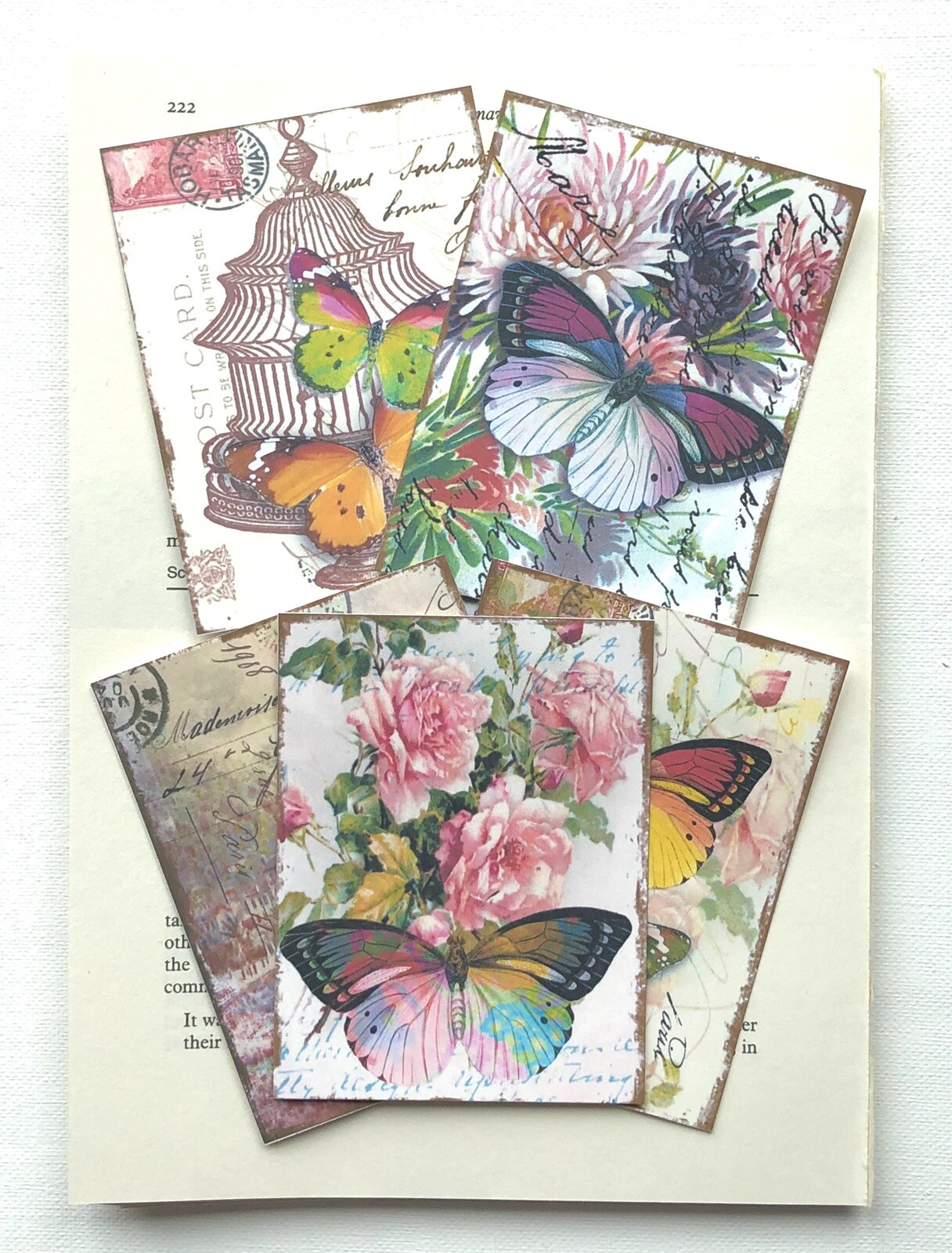 Junk journal Kit, 75+ Vintage Book Pages with Vintage Butterfly & Flower Prints