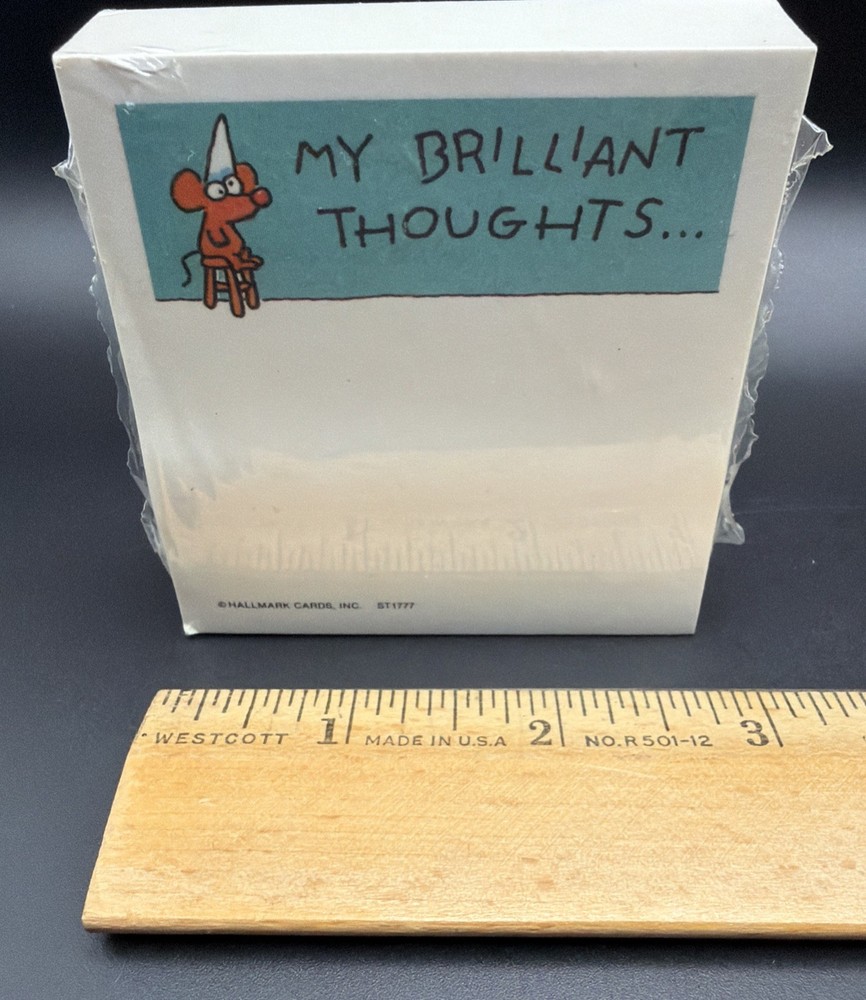 Vtg Hallmark Sticky Post It Notes Pad Sealed 175 Sheets Funny Brilliant Thought