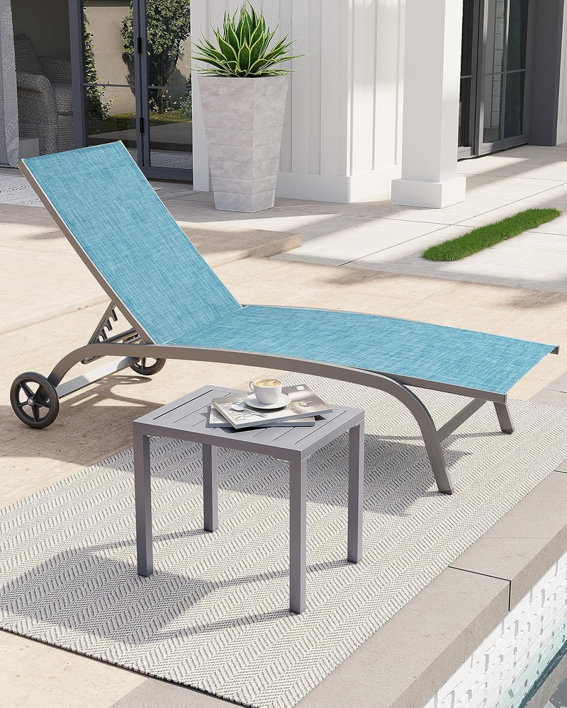 Outdoor Side Table,Aluminum Rectangular Side/End Table, Small Patio Coffee Bistr