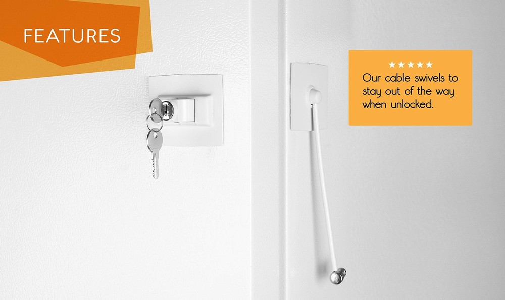 Premium Refrigerator Lock with Built-in Keyed Lock White