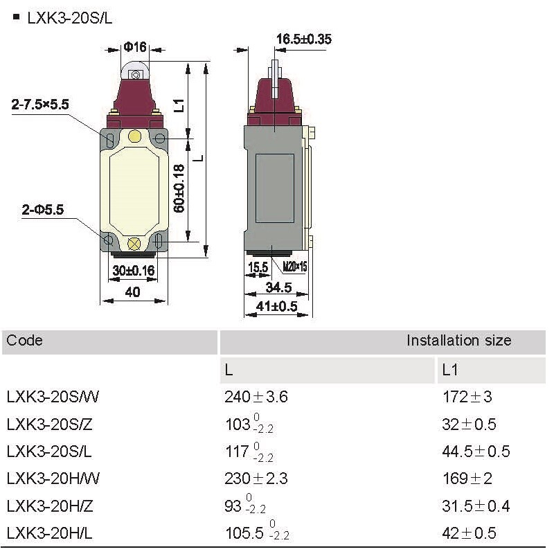 Stroke Limit Switch LXK3-20 1NO 1NC Momentary Micro-Motion Adjustable Roller Arm