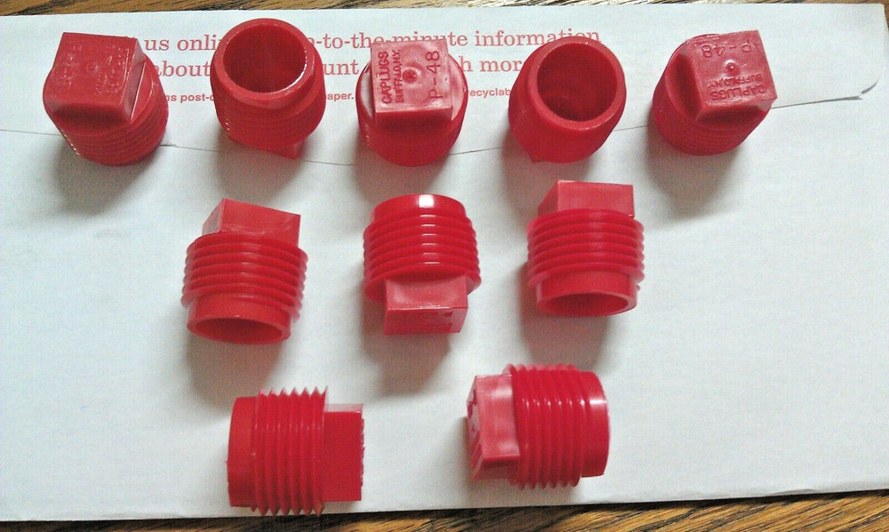 External Square Drive, Polyethylene Plastic Plugs, Threaded Round, 3/4" NPT (10)